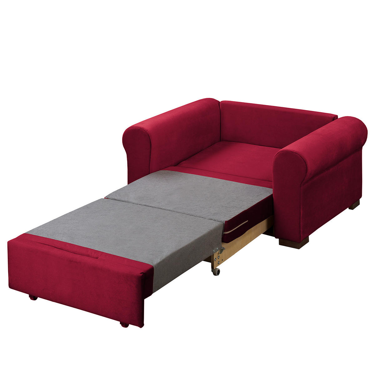 SCHLAFSOFA mit Husse - Bordeaux/Buchefarben, Buchenholz/Textil (125/90/90cm) - home24
