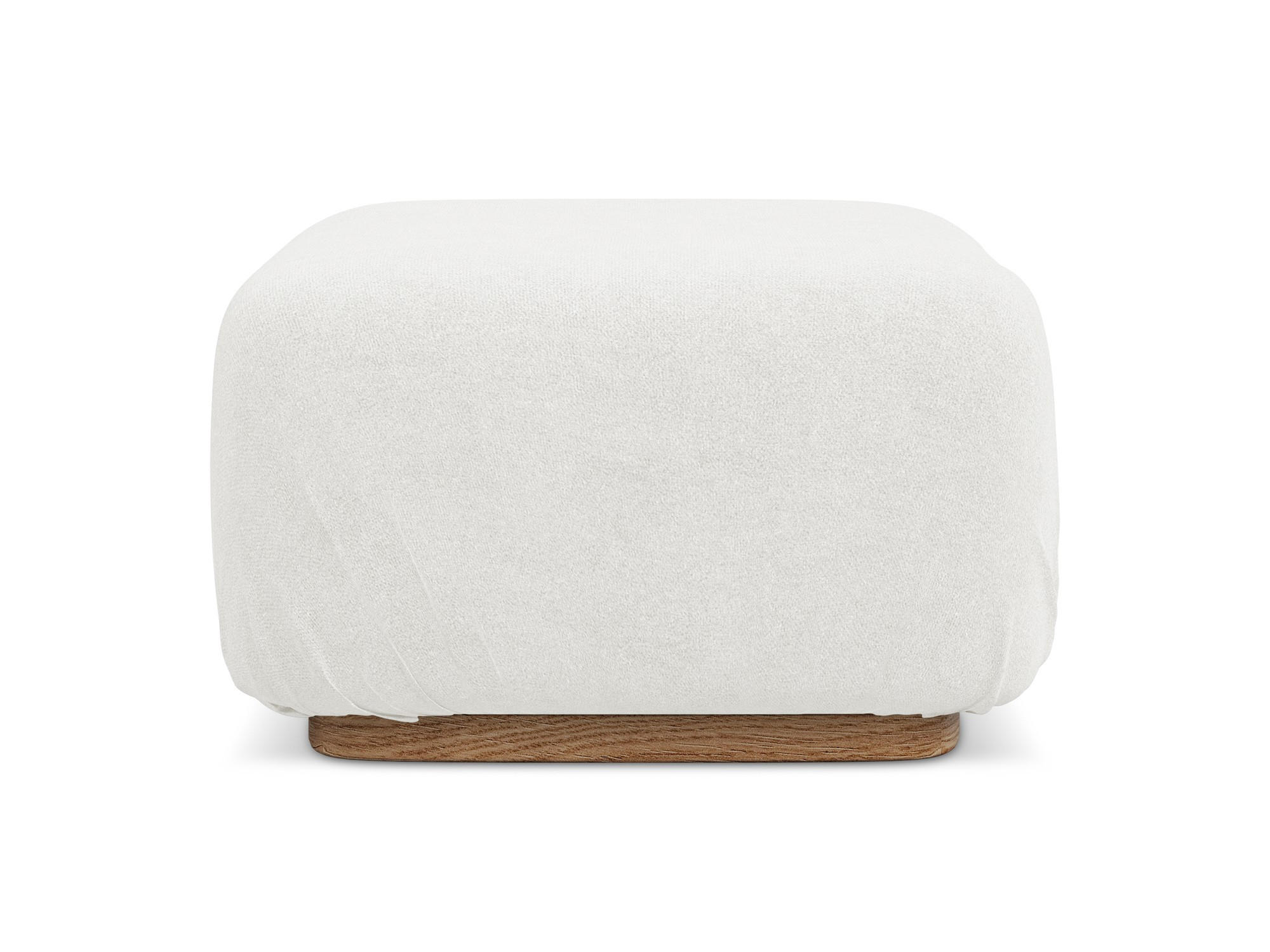 POUF Bouclé Stoff Weiß - Weiß/Braun, Holz/Textil (83/95/41cm) - Makamii