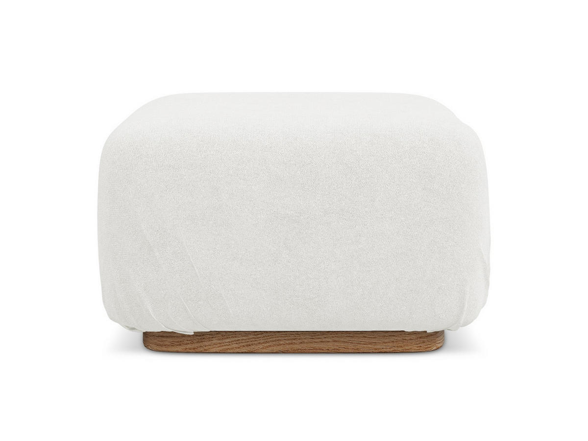 POUF Bouclé Stoff Weiß - Weiß/Braun, Holz/Textil (83/95/41cm) - Makamii