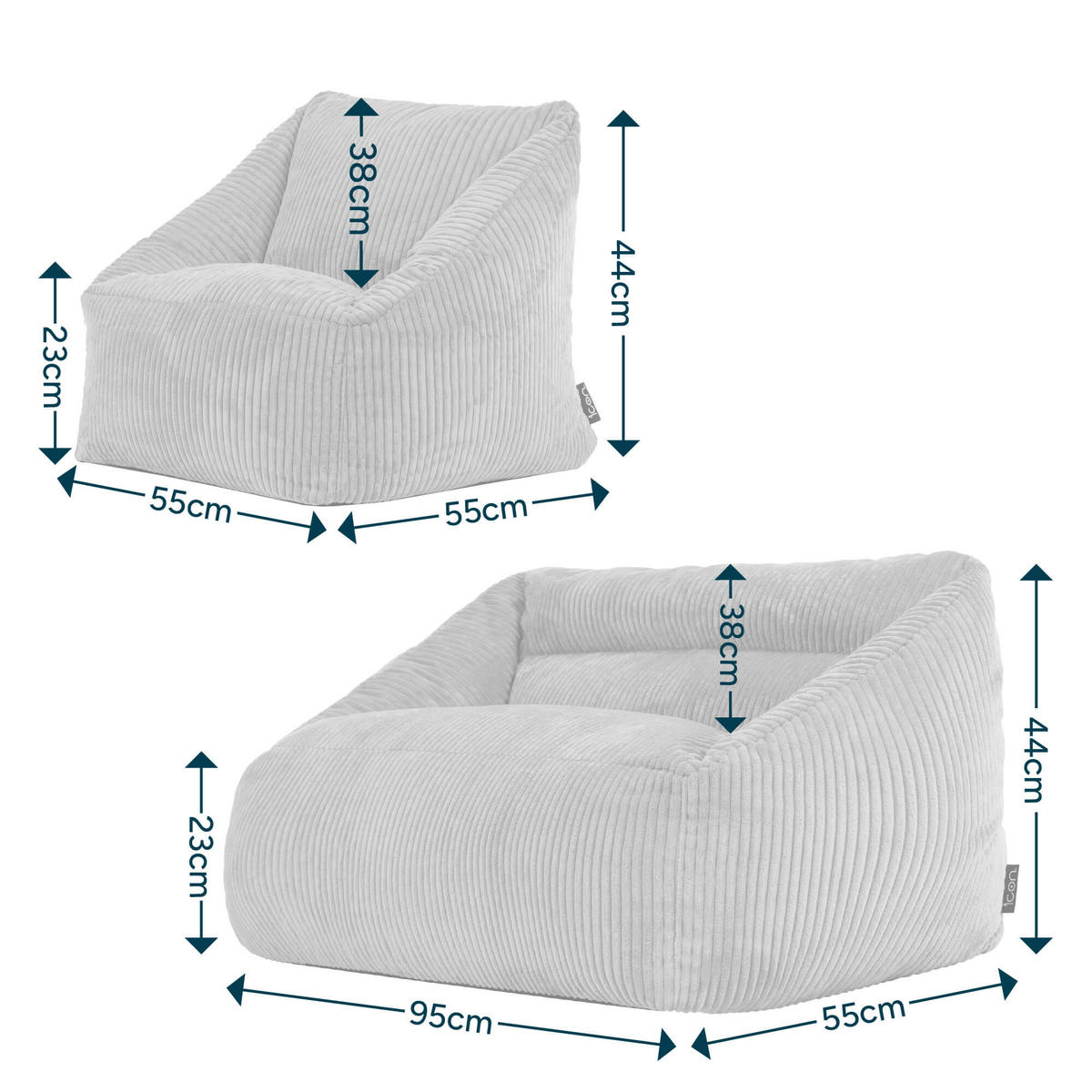 KINDERSOFA mit Sitzsack Sessel Cecilia - Gelb, Textil (140/44/55cm) - icon