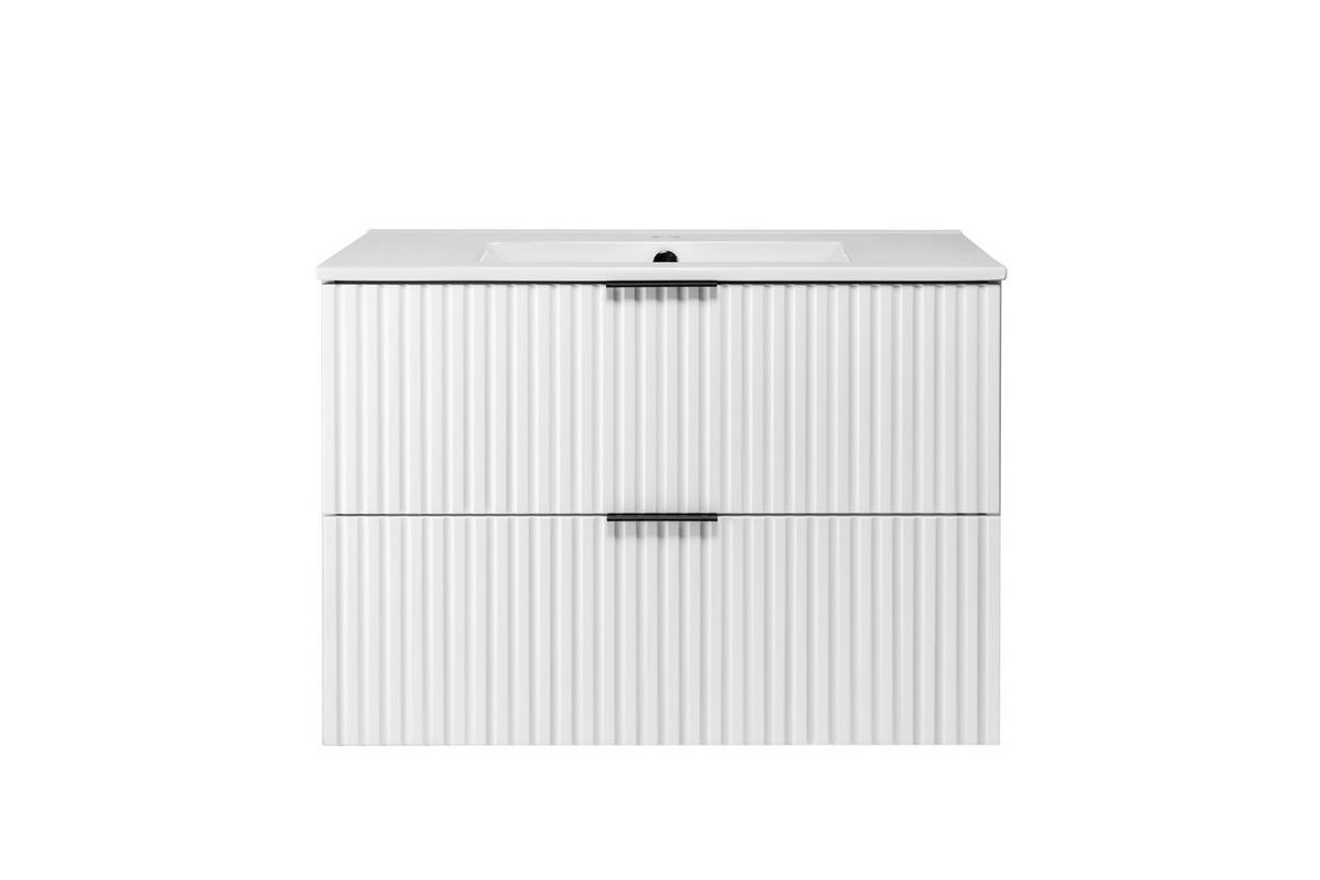 WASCHBECKUNTERSCHRANK + Waschbecken Weiß matt 80/57/46 cm - Weiß, Holzwerkstoff (80/46/57cm) - Rodan