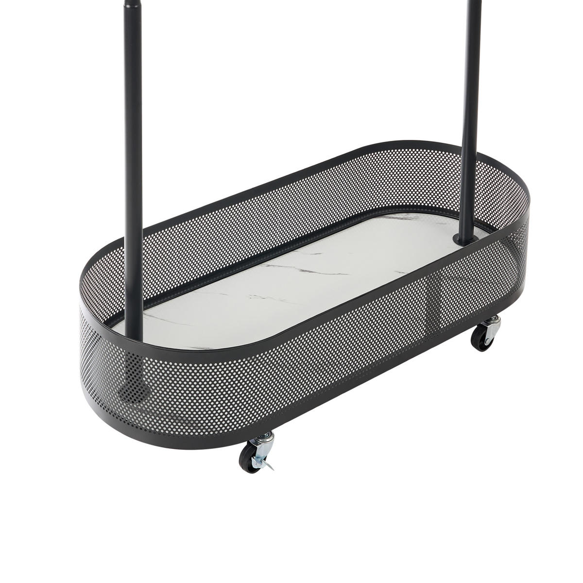 VĚŠÁK NA OBLEČENÍ s odkládací plochou s kolečky Černý Roussilion - černá, kov (80/175/80cm) - Beliani