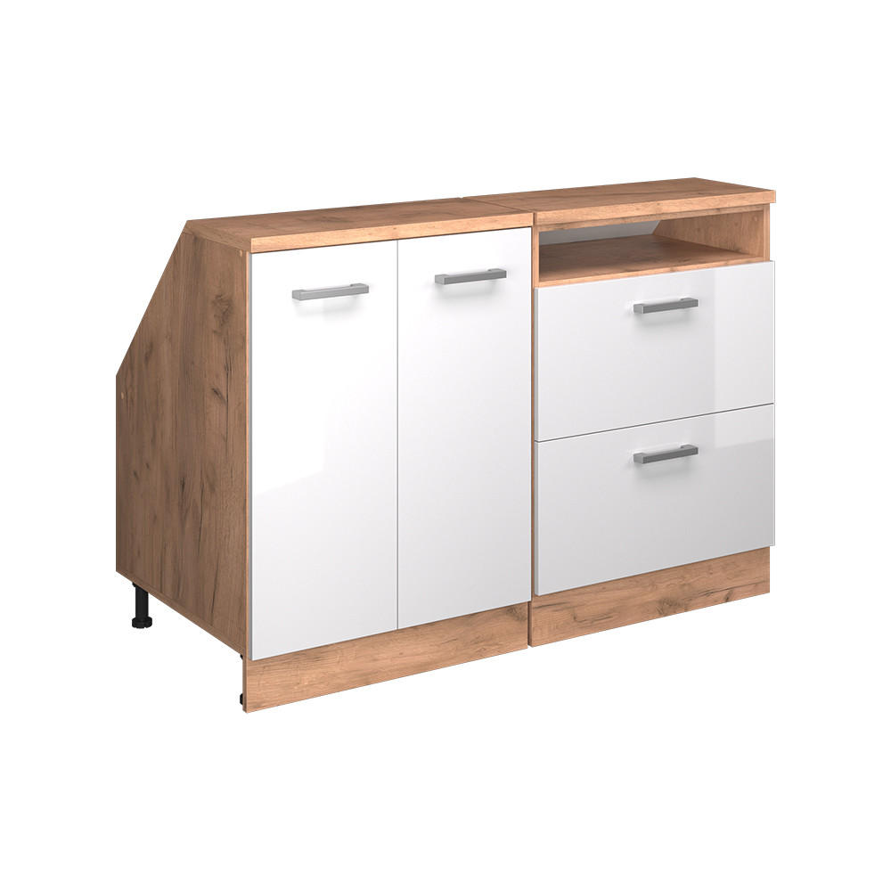KÖKSSKÅP FÖR SLUTTANDE TAK R-Line Vit högblank 120 cm Set om 2 skåpstommar 60 cm djup Vit högglans, Honungsek 83.8/120/60 cm