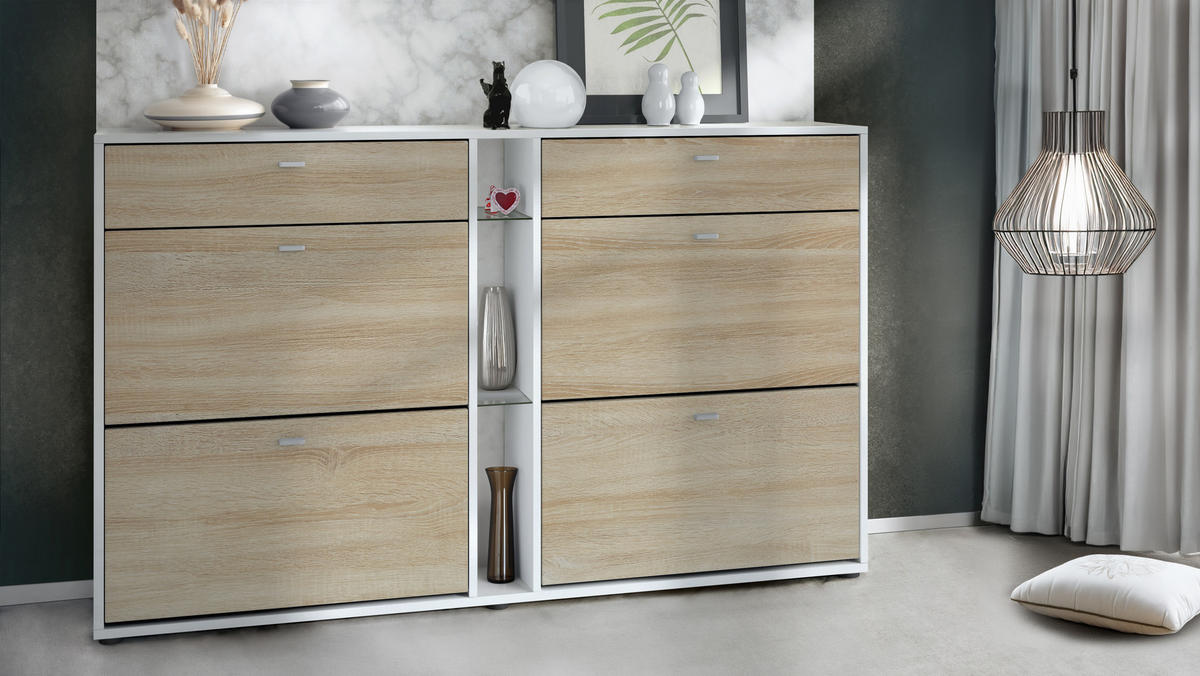 SCHUHSCHRANK Today Fronten in Eiche sägerau - Eiche San Remo, Holzwerkstoff (155.5/95/28cm) - Vladon