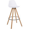BARHOCKER Lederlook weiß - Eukalyptusholzfarben/Weiß, Holz/Textil (38/99/44cm) - CLP