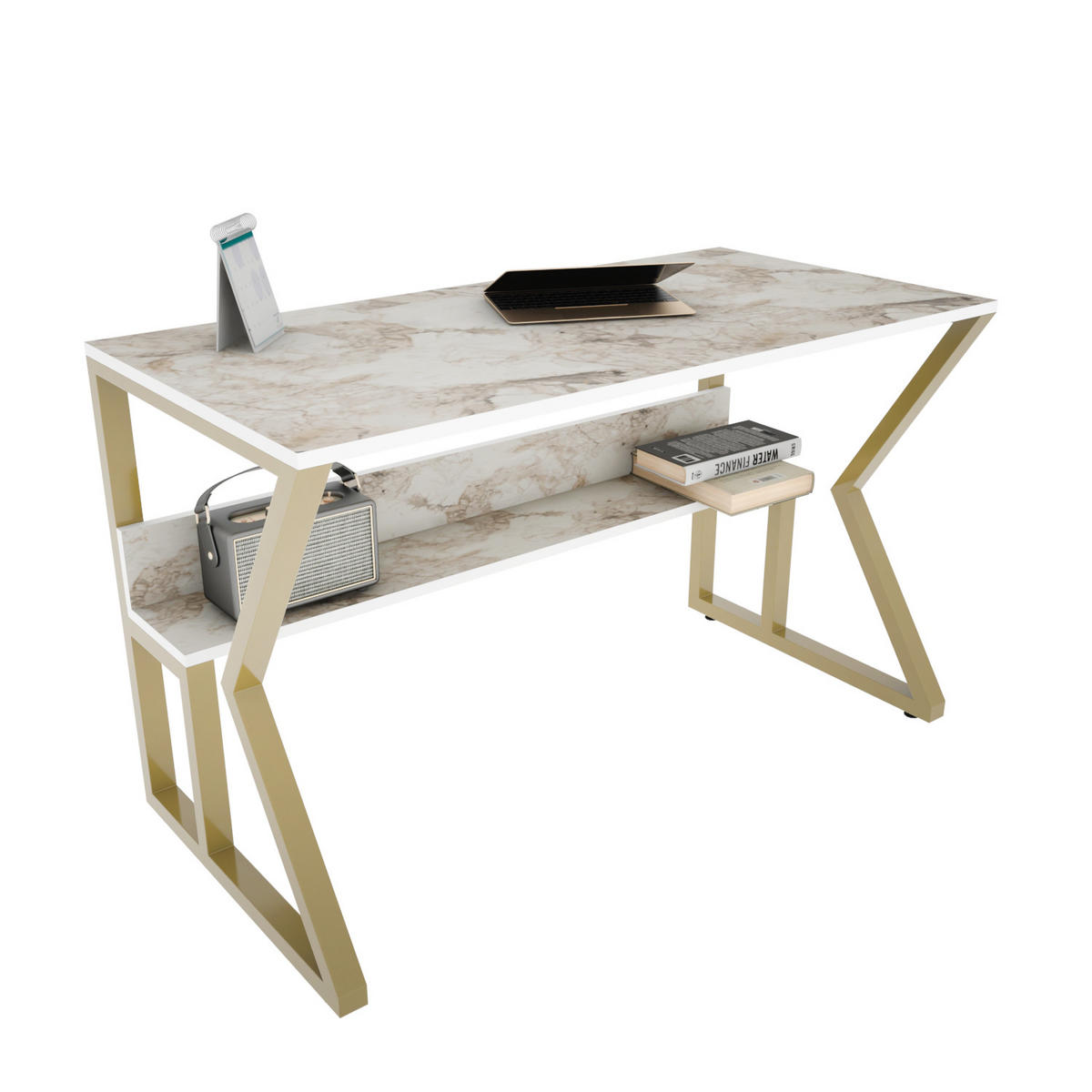 COMPUTERTISCH Wake - Goldfarben/Multicolor, Holzwerkstoff (120/60/72.8cm) - Decorotika