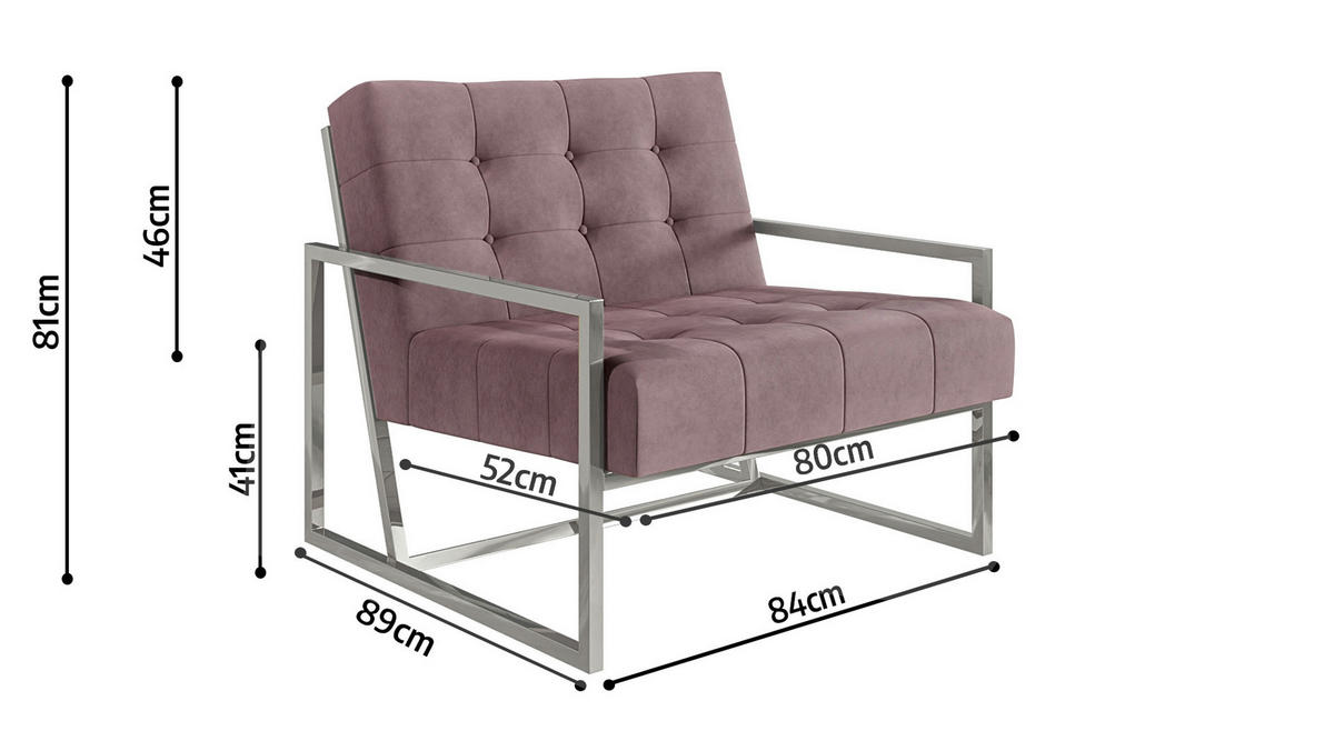 LOUNGESESSEL Duban Rosa Samtstoff - Pink/Silberfarben, Holz/Textil (84/81/89cm) - S-Style Möbel
