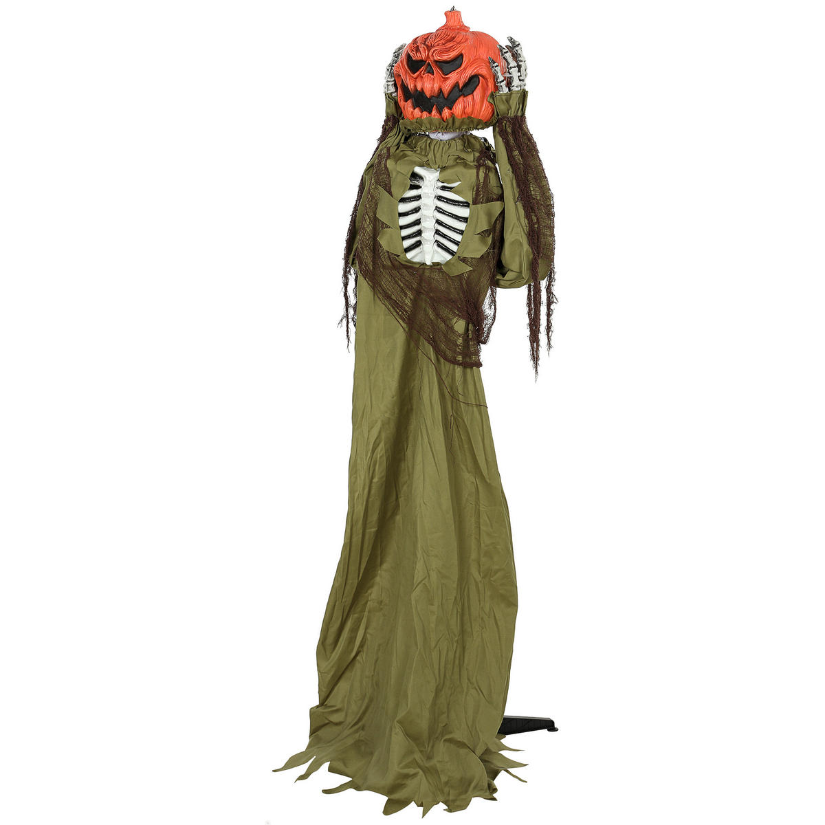 HALLOWEENDEKO DE-42108 Pop-up-Kürbis-Skelett 173 cm mit LED und Sound - Dunkelgrün, Metall (50/173/20cm) - ComfortXL
