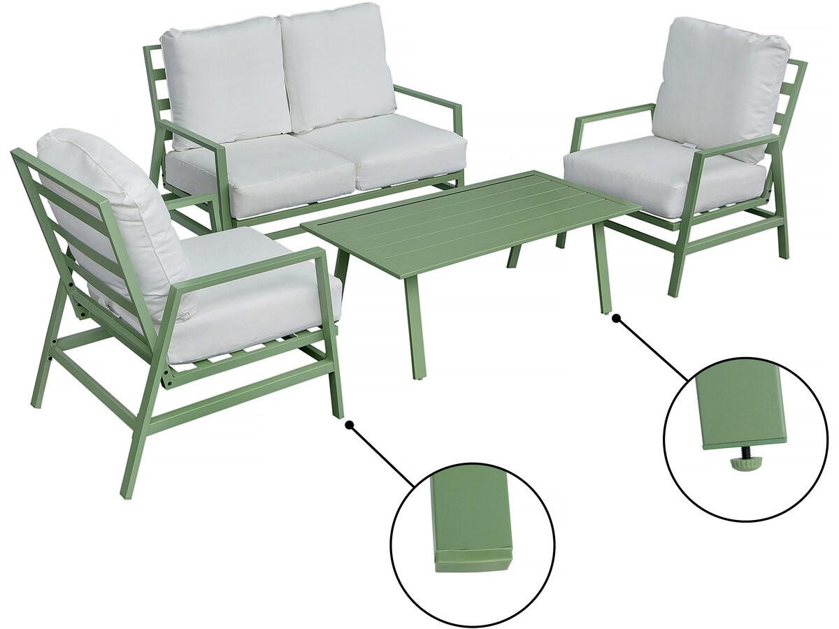 LOUNGEGARNITUR Queens 4-Sitzer Grün - Grün, Metall - Habitat Garten