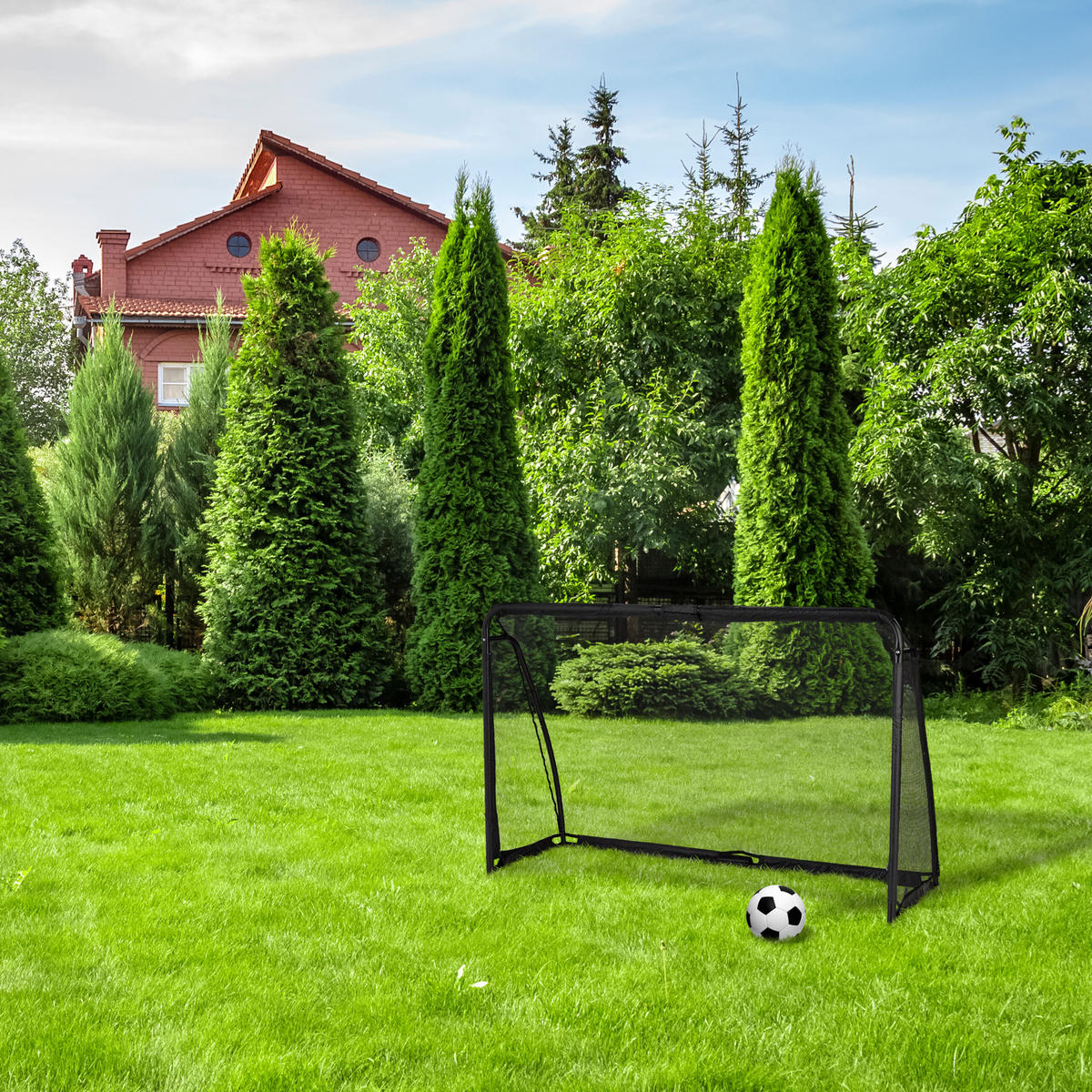 FUSSBALLTOR - Schwarz, Kunststoff/Metall (180/60cm) - Relaxdays