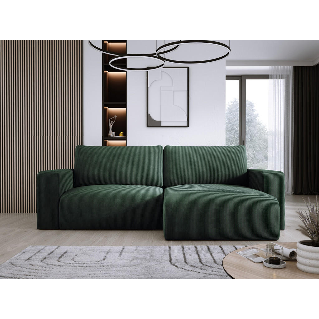 Thumbnail - DomoHome Ecksofa, Waldgrün, Textil, Rechteckig, 247x143 cm, Wohnzimmer, Sofas & Couches, Wohnlandschaften, Ecksofas