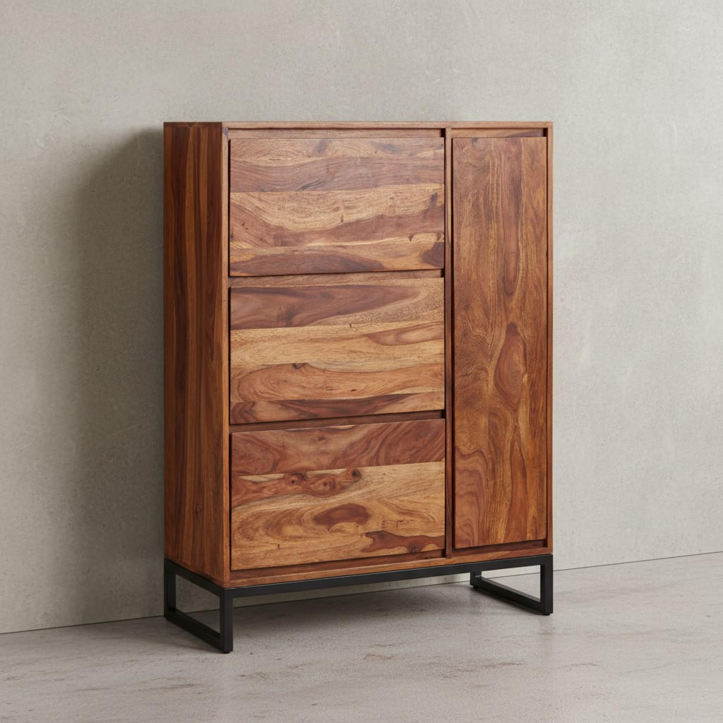 SCHUHSCHRANK – Massivholz, 88x40x120 cm, geschlossen, stilvolles Design - Schwarz/Braun, Holz/Metall (88/120/40cm) - KADIMA DESIGN