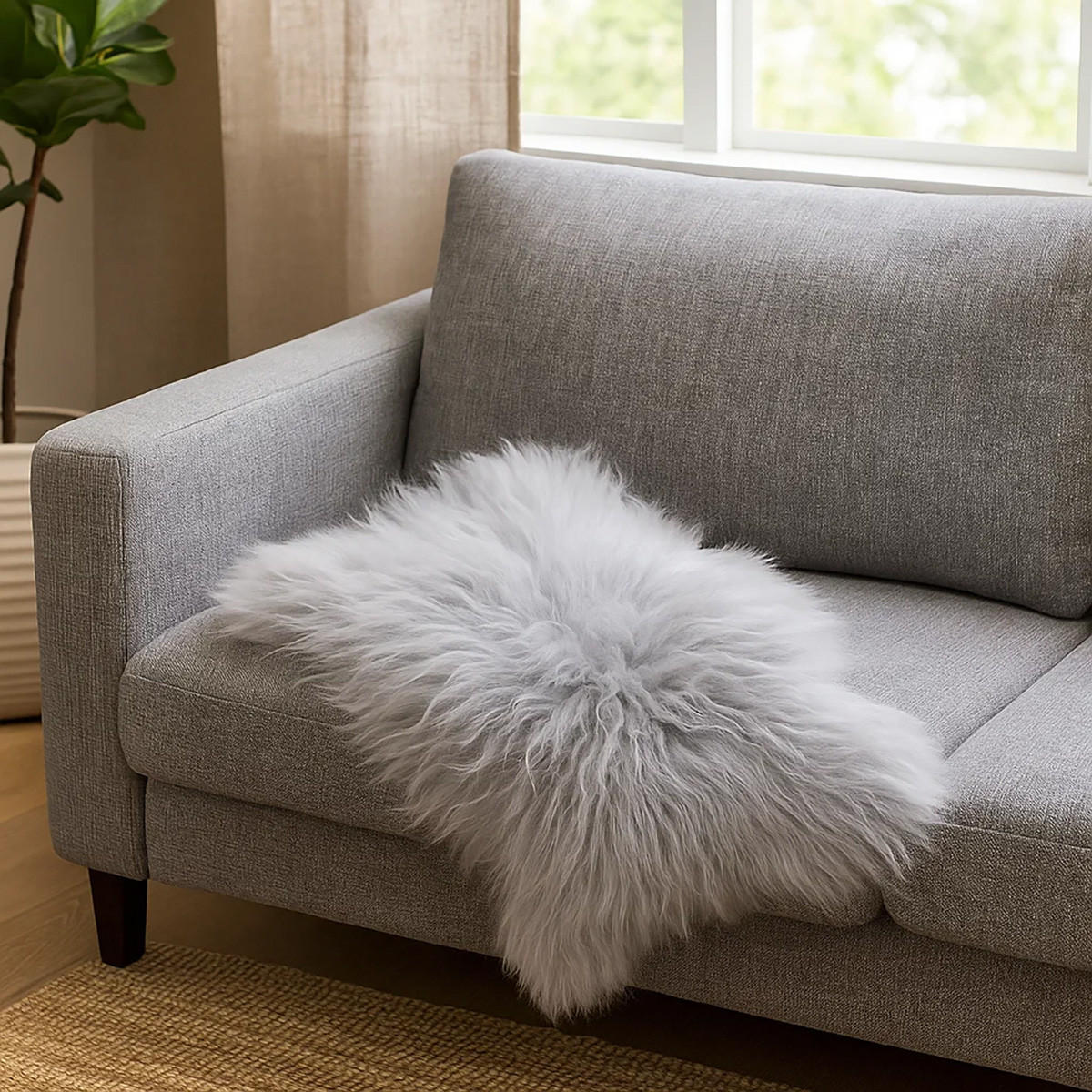 FELL Islandschaffell grau ca. 100 cm - Schwarz/Weiß, Fell (60/100cm) - Provellus