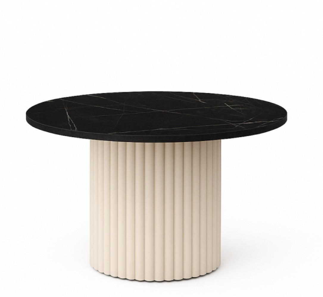COUCHTISCH Schwarz Riko Marmur Kaschmir Basis 90 cm - Schwarz, Holzwerkstoff (90/90/42cm) - Sepro Meble