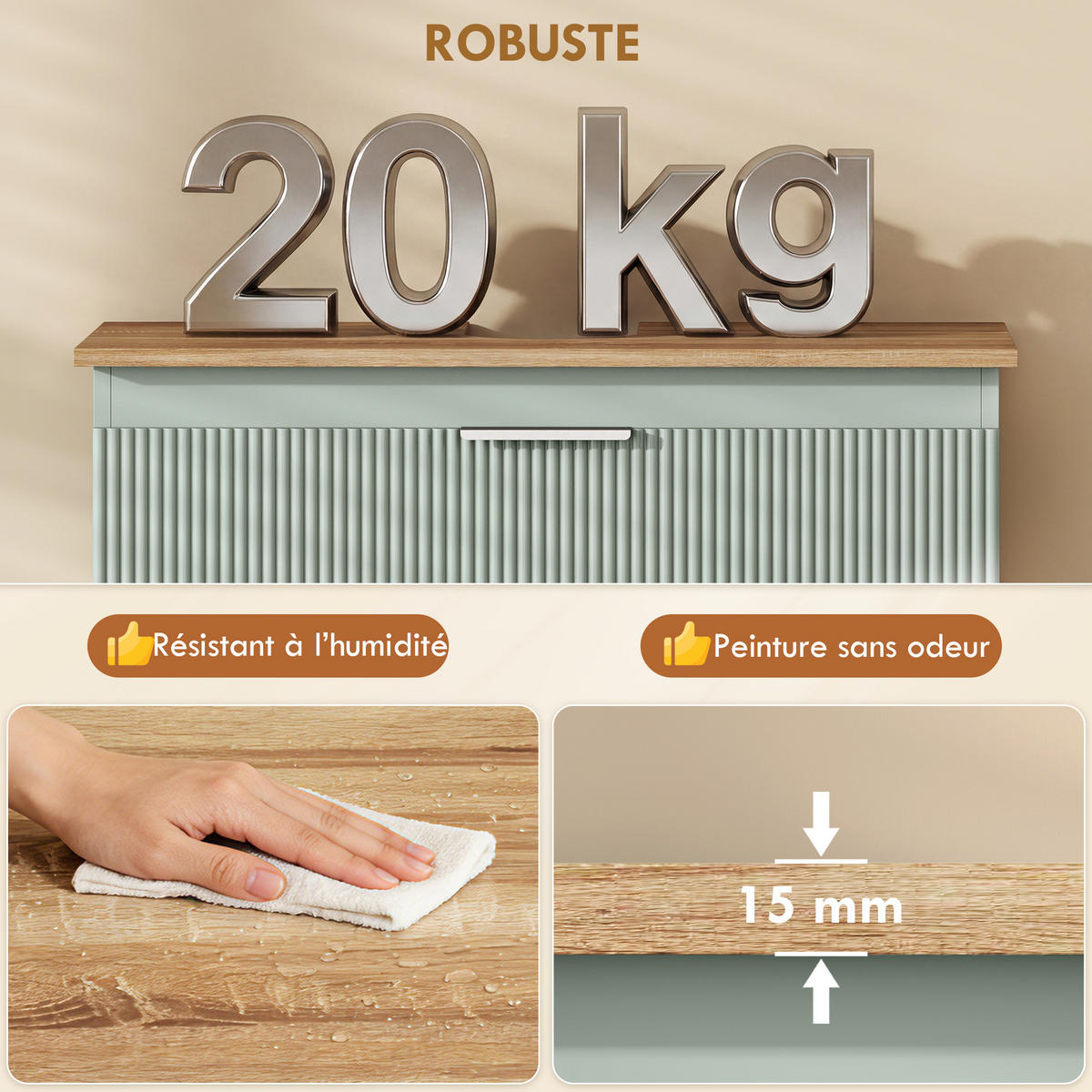 WASCHBECKENUNTERSCHRANK 80/40/60 cm mit 2 Schubladen DE-15952, in Grün - Grün, Holzwerkstoff (80/60/40cm) - ComfortXL