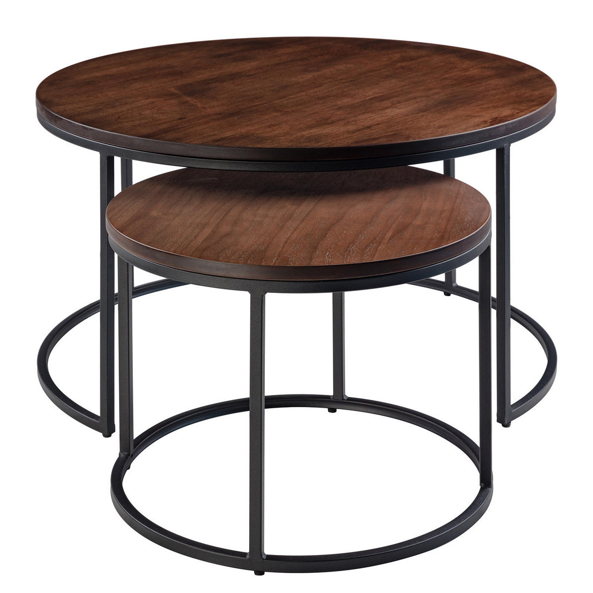 COUCHTISCHSET - Walnuss / Schwarz, 2er-Set - Walnussfarben, Holzwerkstoff (80/80/45cm) - home24