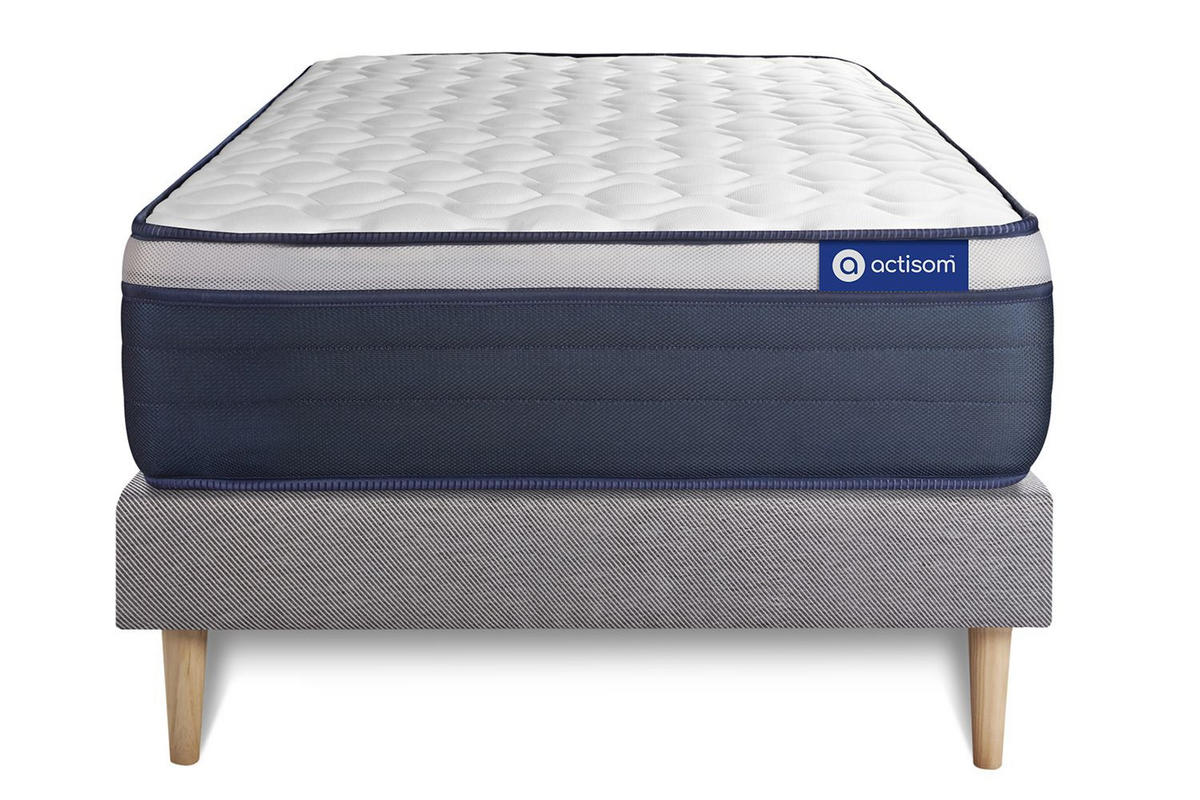 BETT Actimemo max Memory-Schaum 90 x 190 cm h3 - Kit Bettgestell Grau - Beige/Grau, Holz (90/190cm) - ACTISOM