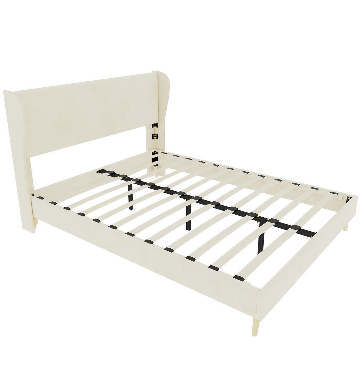 POLSTERBETT 160/200 cm mit gepolstertem Kopfteil und Matratze, Beige - Beige, Textil (160/200cm) - Redom