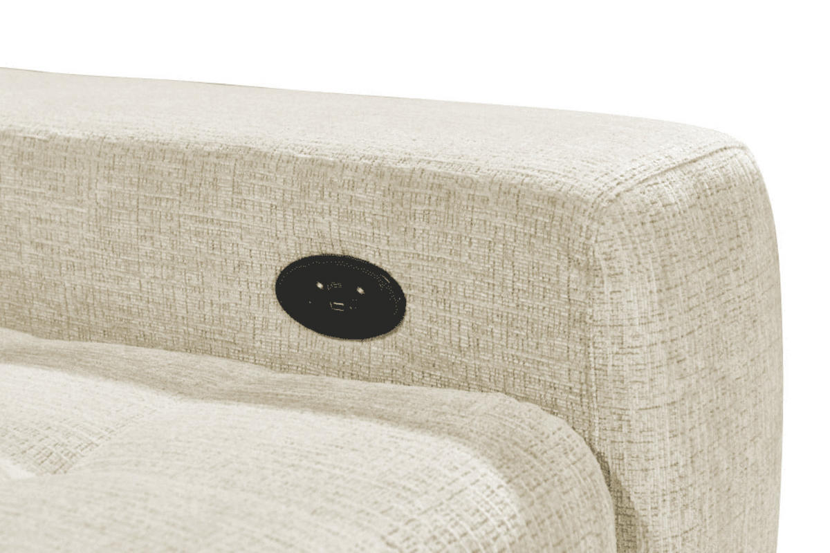 ECKSOFA mit elektronischem Sitzvorschub, Bettkasten und USB-Anschluss - Beige/Schwarz, Textil/Metall (289/220cm) - ed exciting design