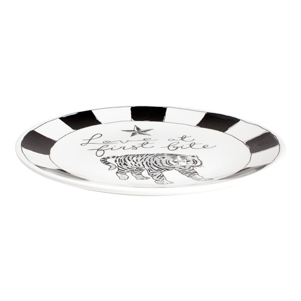 FRÜHSTÜCKSTELLER Liebe auf den ersten Biss in Schwarz - 22cm - Schwarz, Keramik (21.8/21.8/2.5cm) - Blond Amsterdam