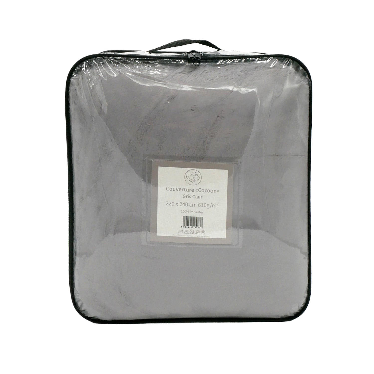 DECKE in Kaninchenoptik 220 x 240 cm, 610 g/m² – Cocoon Hellgrau - Grau, Textil (220/240cm) - LE COMPTOIR DE LA PLAGE