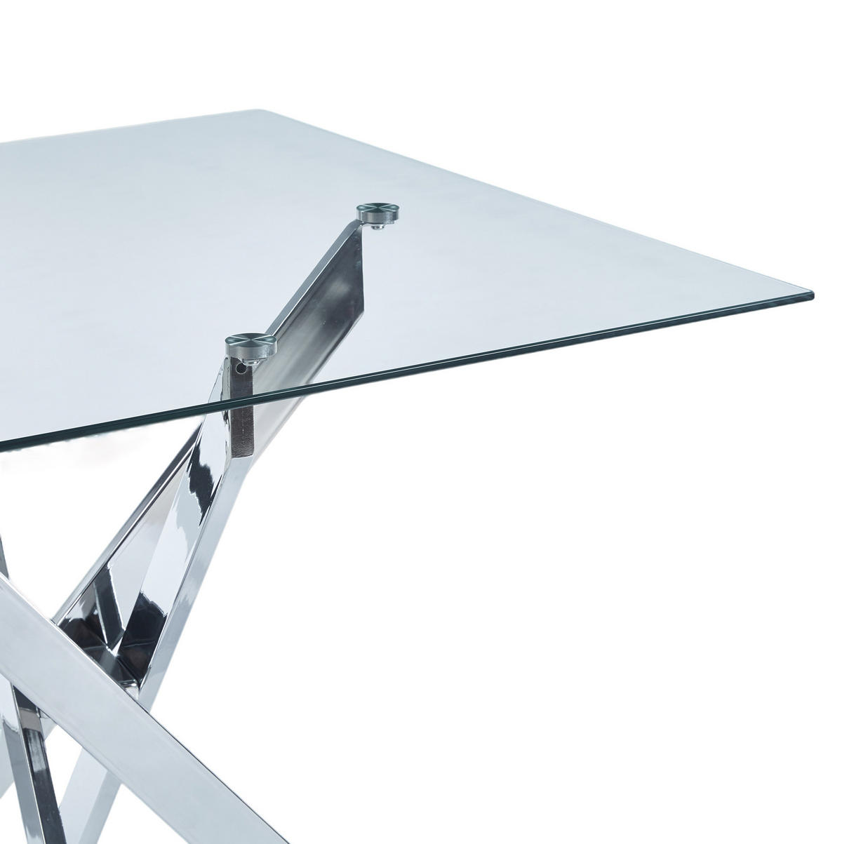 ESSTISCH mit Glasplatte Metallgestell Silber - Silberfarben, Metall (80/80/75cm) - Meubliv