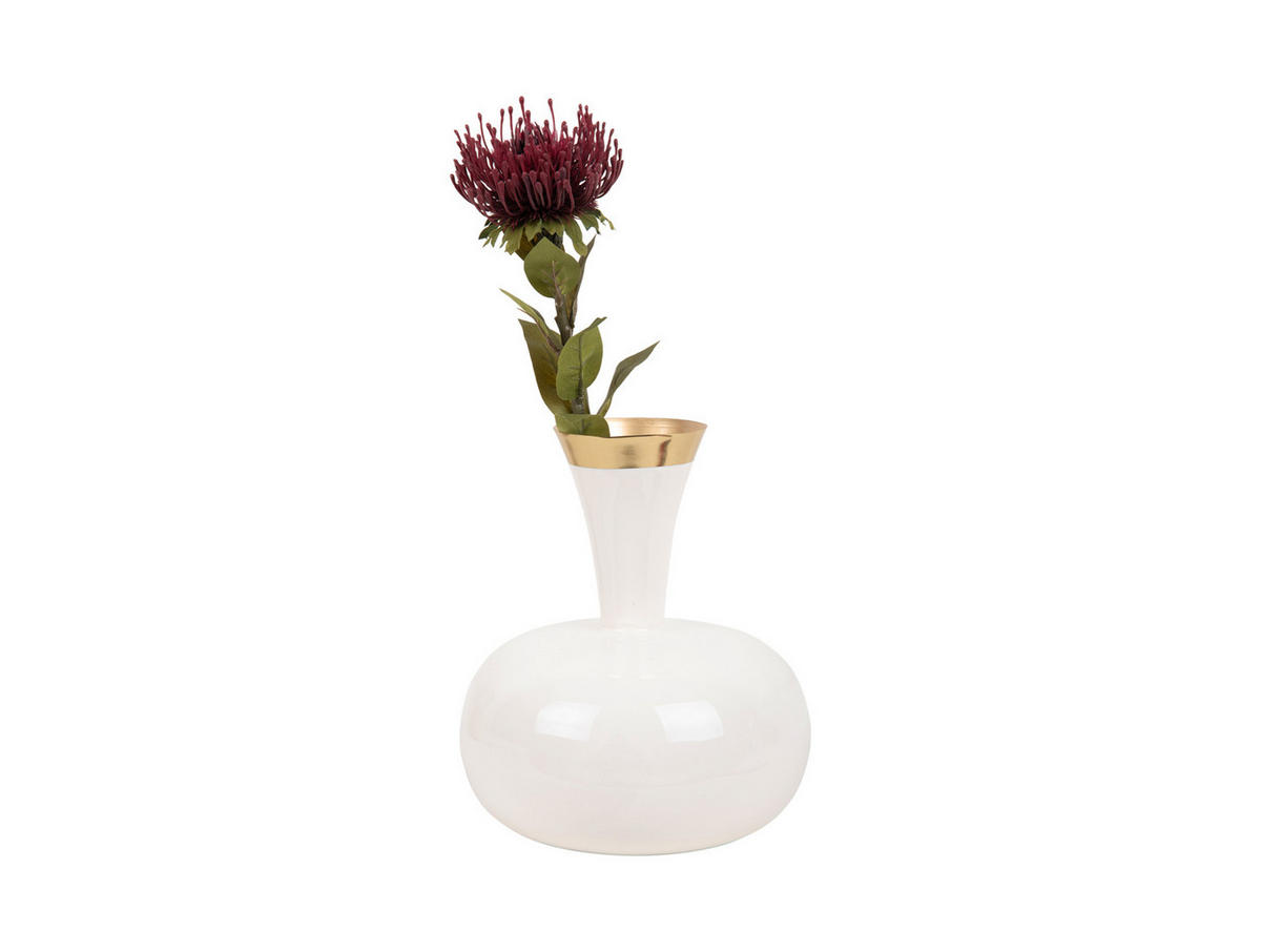 VASE Yara 25/25/29 cm - Weiß, Metall (29cm) - Present Time