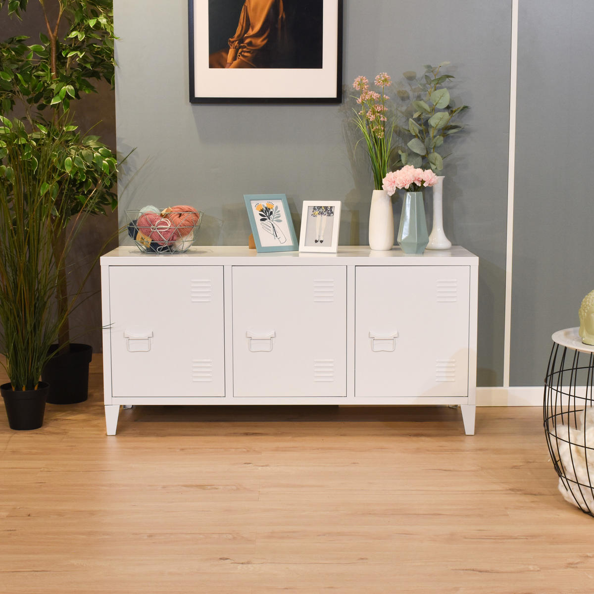 LOWBOARD Metall weiß - Weiß, Metall (120/58/40cm) - Urban Meuble