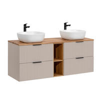 DOPPELWASCHTISCH 140.8cm Adriel Beige - Beige, Holzwerkstoff (140.8/59/46cm) - Petits-meubles