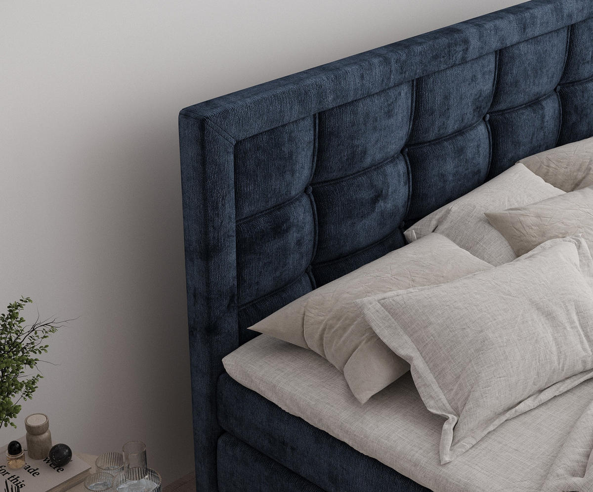 BOXSPRINGBETT Ambrosia Marineblau 180/200 cm - Schwarz/Dunkelblau, Holz/Holzwerkstoff (180/200cm) - Maison de Reve