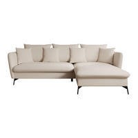 ECKSOFA FERRO Creme Chenille mit Schlaffunktion - Creme, Holz (258/167cm) - MASSENO