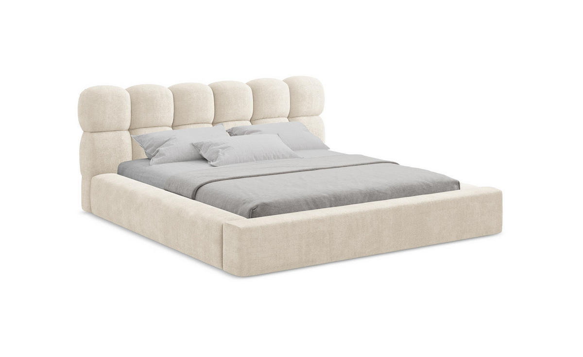 POLSTERBETT mit Bettkasten und Lattenrost 200x240 Beige - Beige/Creme, Kunststoff/Textil (160/200cm) - Makamii