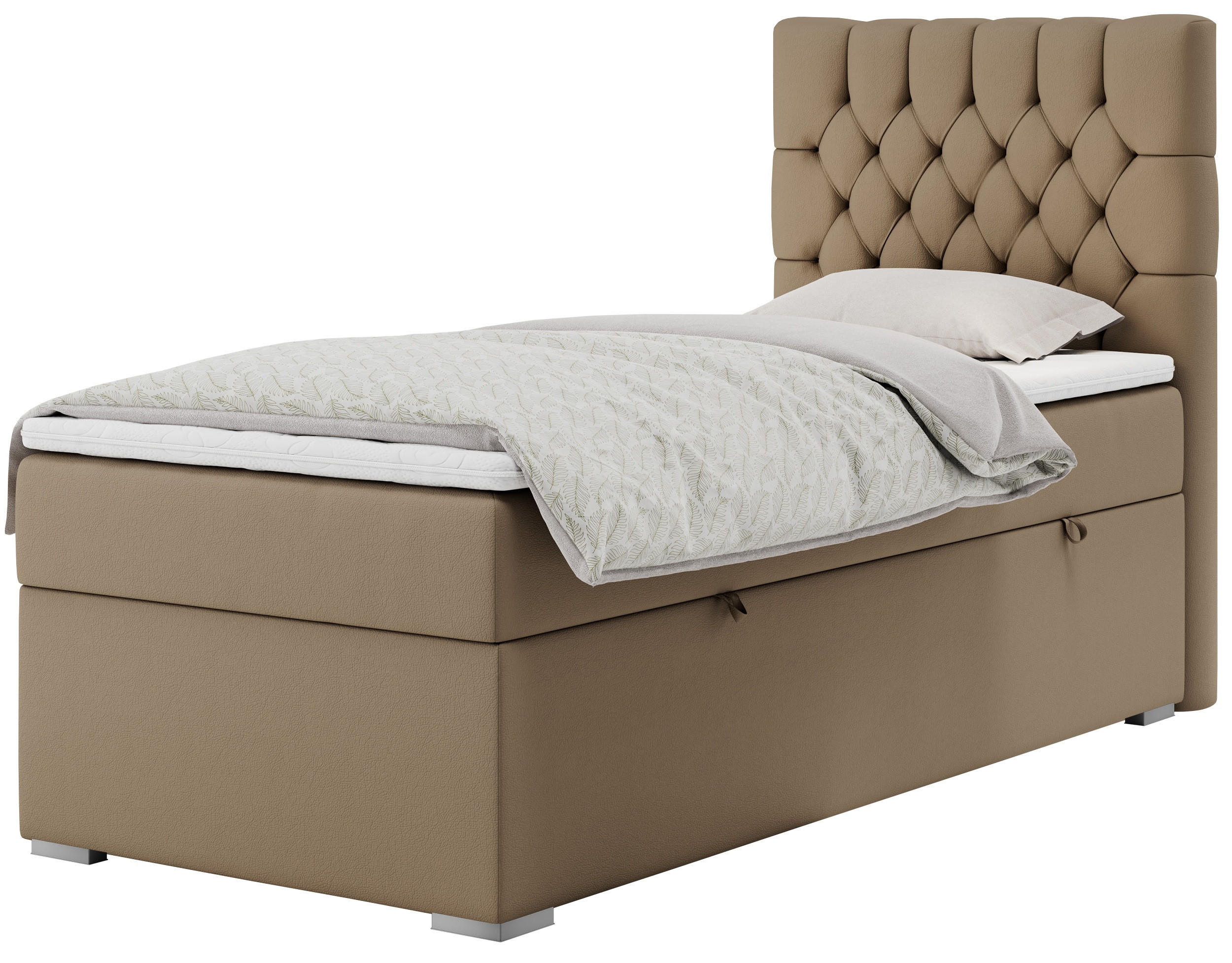 BOXBETT PERA 90/200 Braun Kunstleder - H3 - Rechts Seite - Braun, Holz/Textil (90/200cm) - MKS