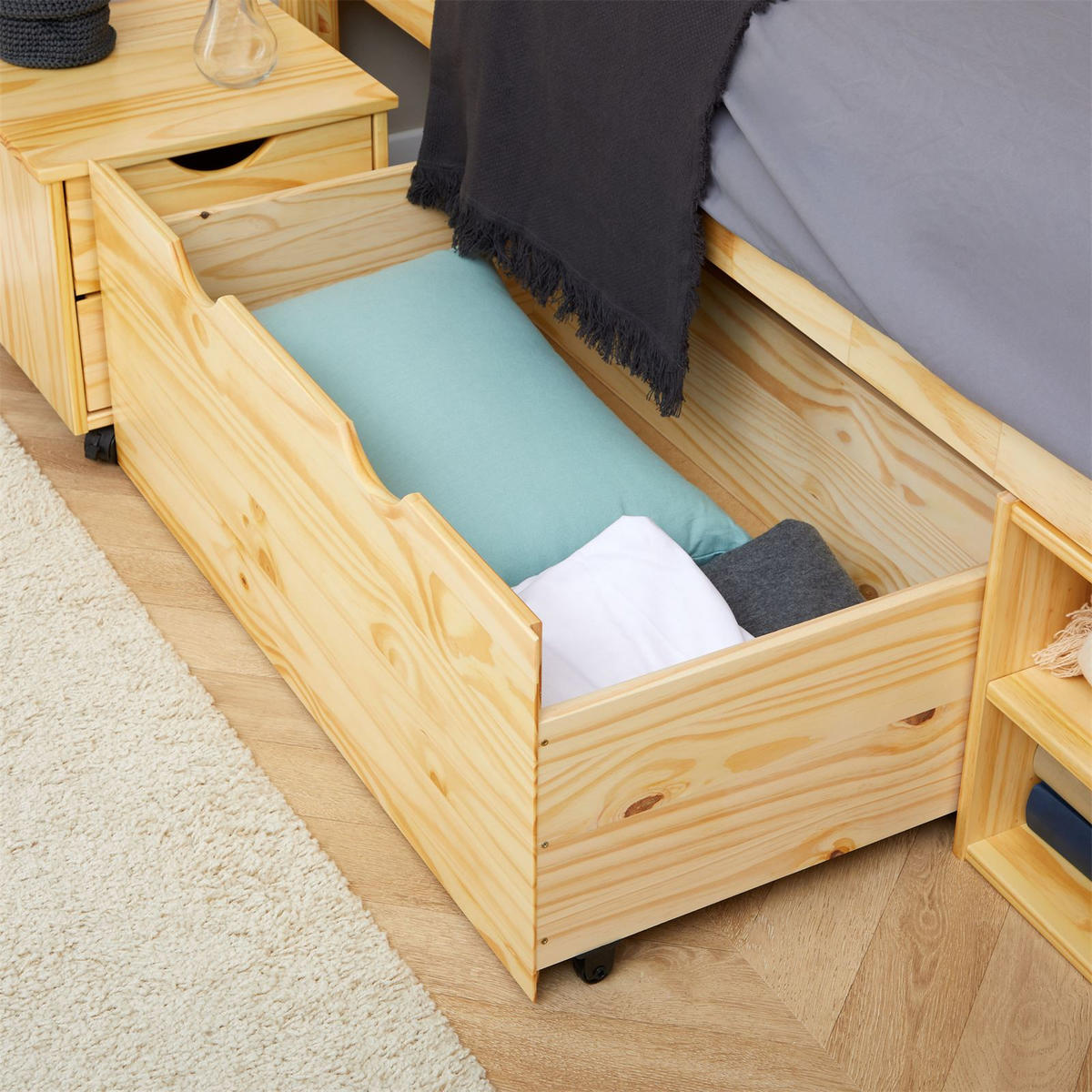 SCHUBLADENBETT SABRINA 90X200 CM - Naturfarben, Holz (90/200cm) - IDIMEX
