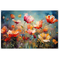 ZAHRADNÍ PLAKÁT Květiny - Akvarel - Umění - Botanické - Příroda 180x120 cm - pomerančová, plast (180/120/0.2cm) - OnlyWow