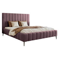 POLSTERBETT Fiarro mit Metallfüßen, Violett, Velours, 160x200 cm - Lila, Textil/Metall (160/200cm) - Selsey
