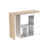 BARTISCH drehbar mit Stauraum - Weiß & Eichefarben - SATURNE - Naturfarben, Holz (172/100/39.6cm) - Vente-Unique