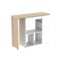 BARTISCH drehbar mit Stauraum - Weiß & Eichefarben - SATURNE - Naturfarben, Holz (172/100/39.6cm) - Vente-Unique