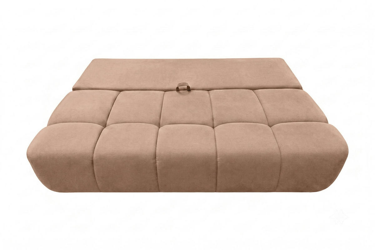 POHOVKA S funkcí spaní A úložným prostorem, sametová látka Bluvel, Latte, COCO - světle hnědá, dřevo (205/97/105cm) - Kaiser Möbel