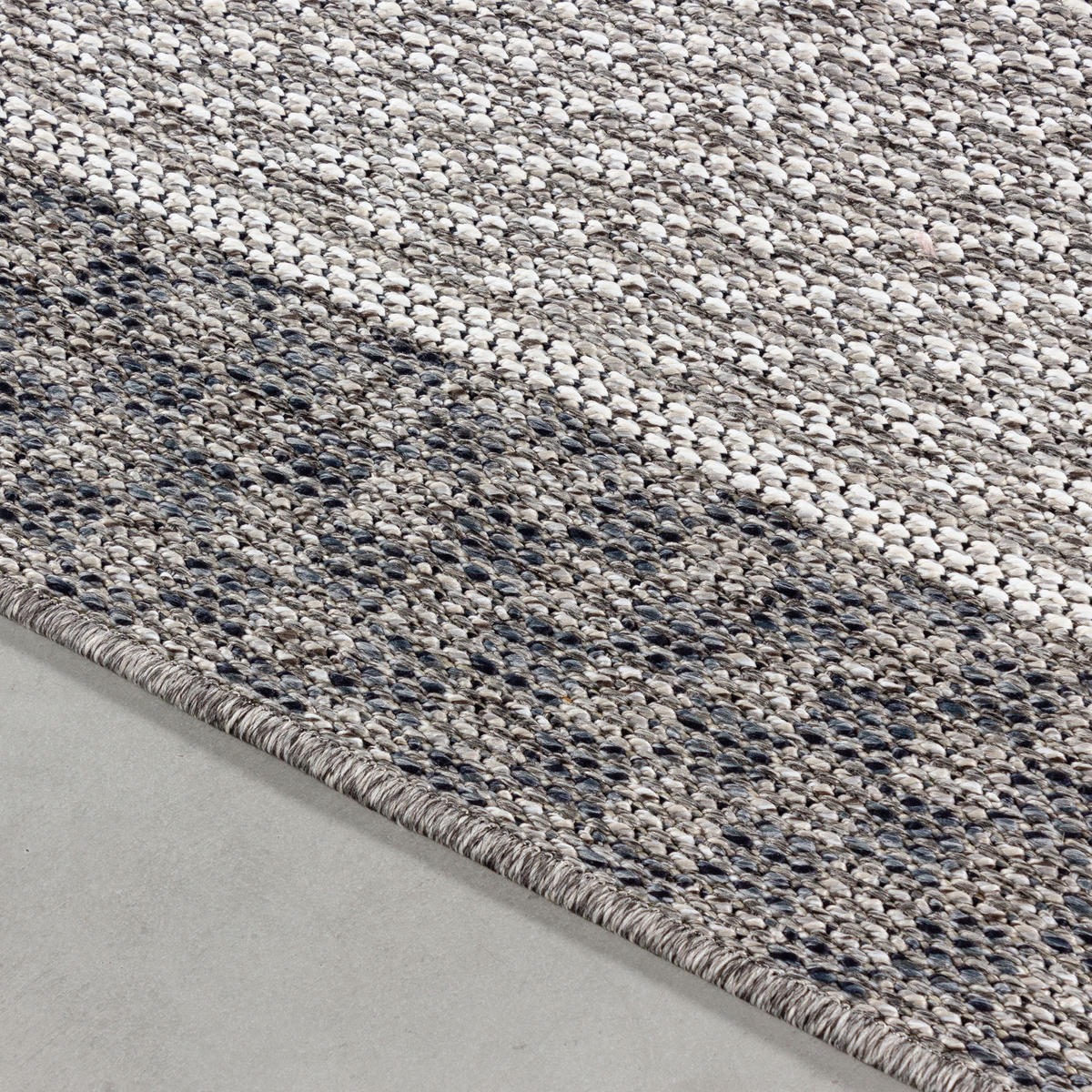 TEPPICH Outdoor Flachgewebe Bordüre Polypropylen Balkon Creme Läufer 80x250 - Creme, Textil (80/250cm) - KADIMA DESIGN