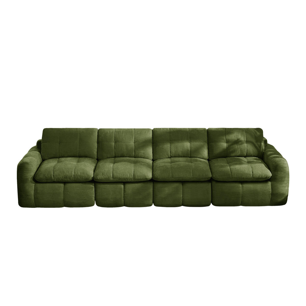 4-SITZER-SOFA DE-34464 Chenille-Bezug Grün - Grün, Textil (97/68/334cm) - ComfortXL