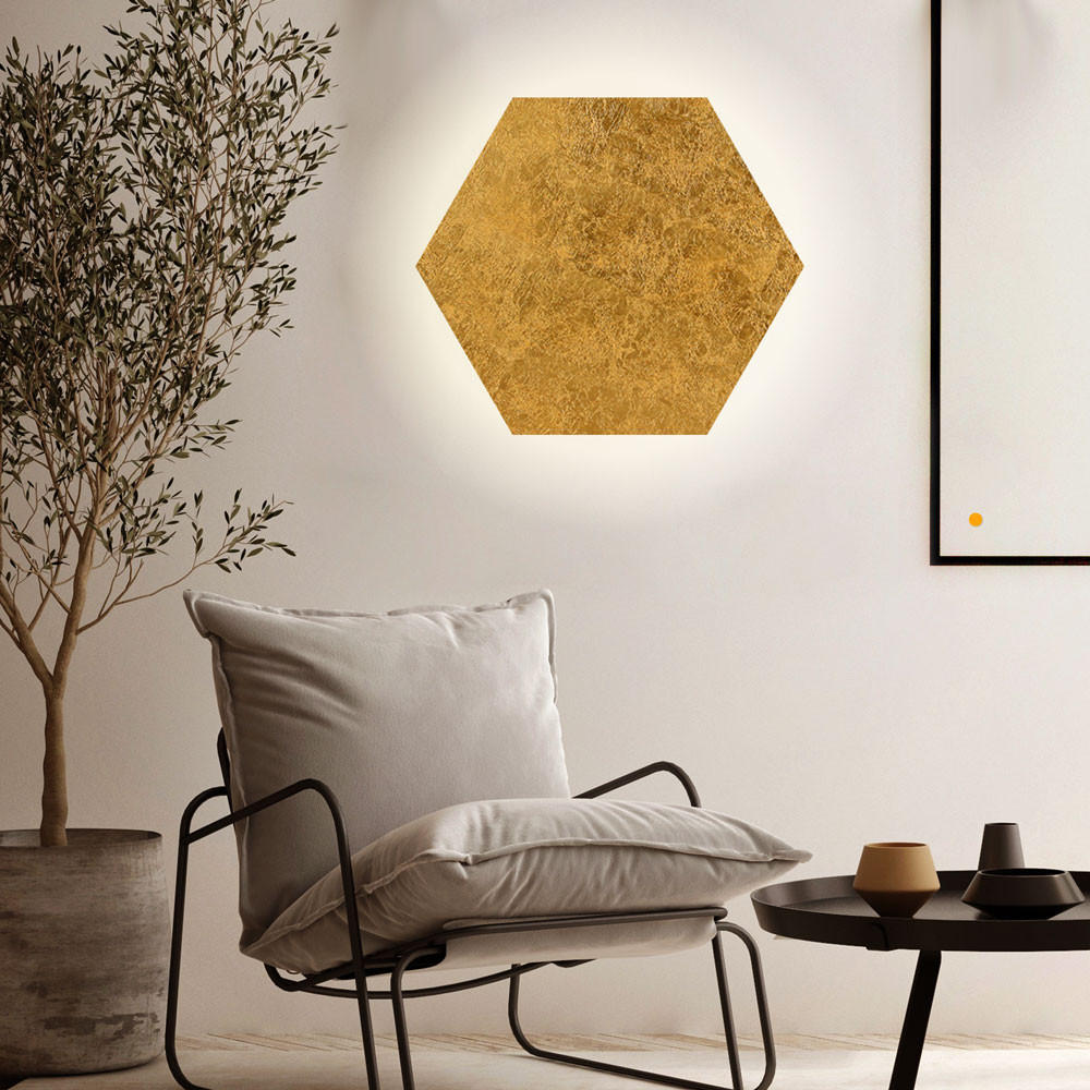 LED-WANDLAMPE Hive Blattgold Ø 55cm - Goldfarben, Metall (55/4.4/55cm) - s.luce
