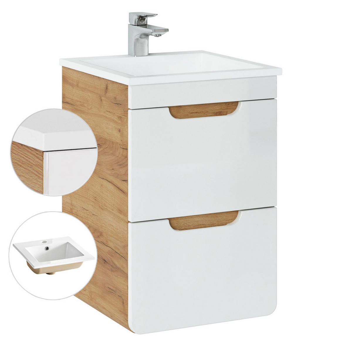 WASCHTISCH Luton-56 - Weiß, Holzwerkstoff (42/61/42cm) - Lomado