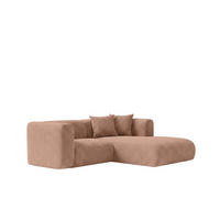 ECKSOFA L-Form mini, Chenille-Stoff Cremona, Hellbraun, Rechts, GRETA - Hellbraun, Holz (226/179cm) - Kaiser Möbel