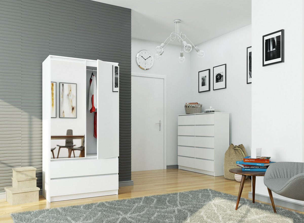 KLEIDERSCHRANK Weiß 180/90/51 - Weiß, Holzwerkstoff (90/180/51cm) - RAUMHIRSCH FURNITURE