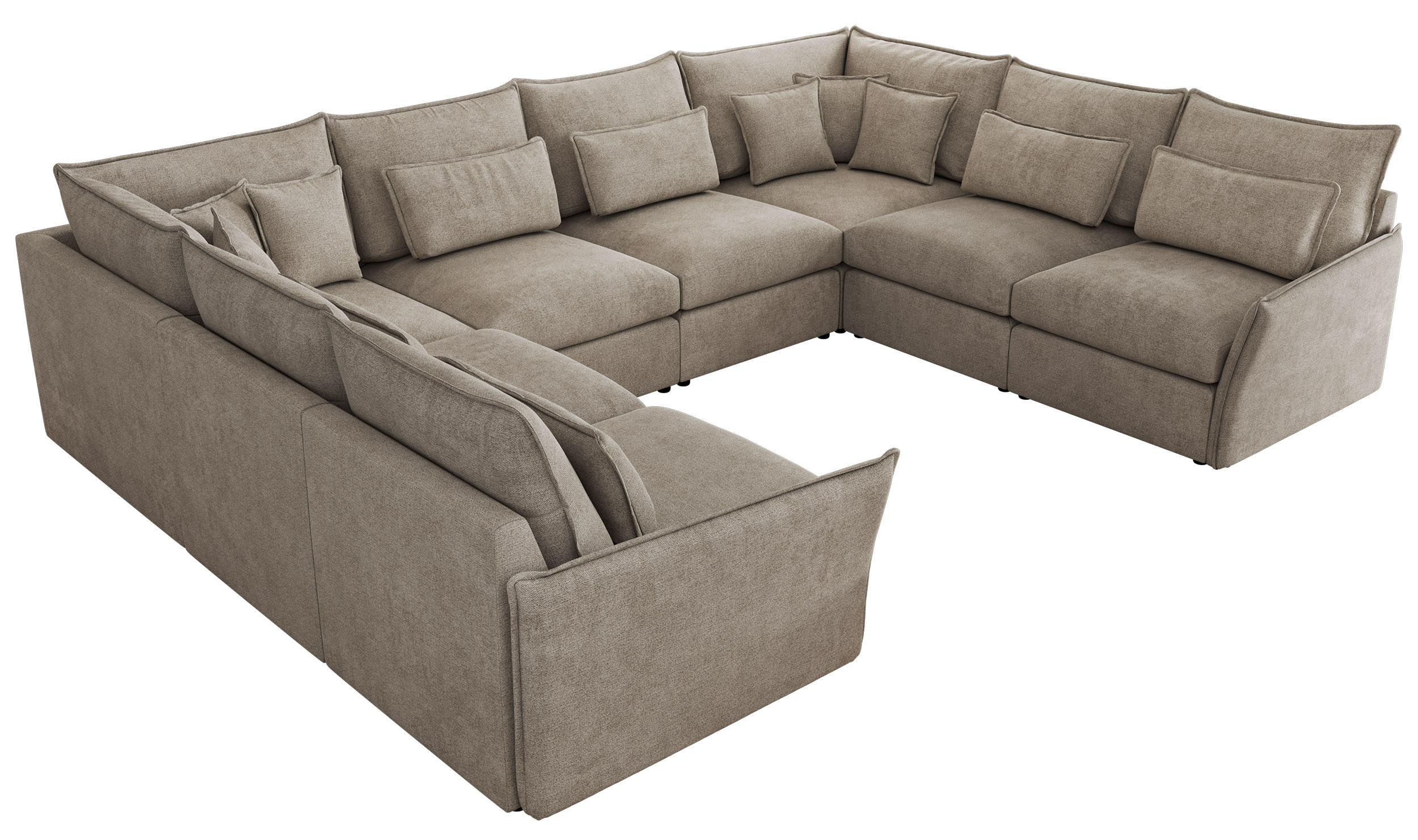 WOHNLANDSCHAFT VERSO U 8M Beige Struktur - Beige/Schwarz, Kunststoff/Textil (362/93/270cm) - MKS