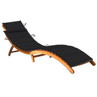 SONNENLIEGE mit Auflage Akazie Massivholz - Schwarz, Holz (55/64/184cm) - furnicato