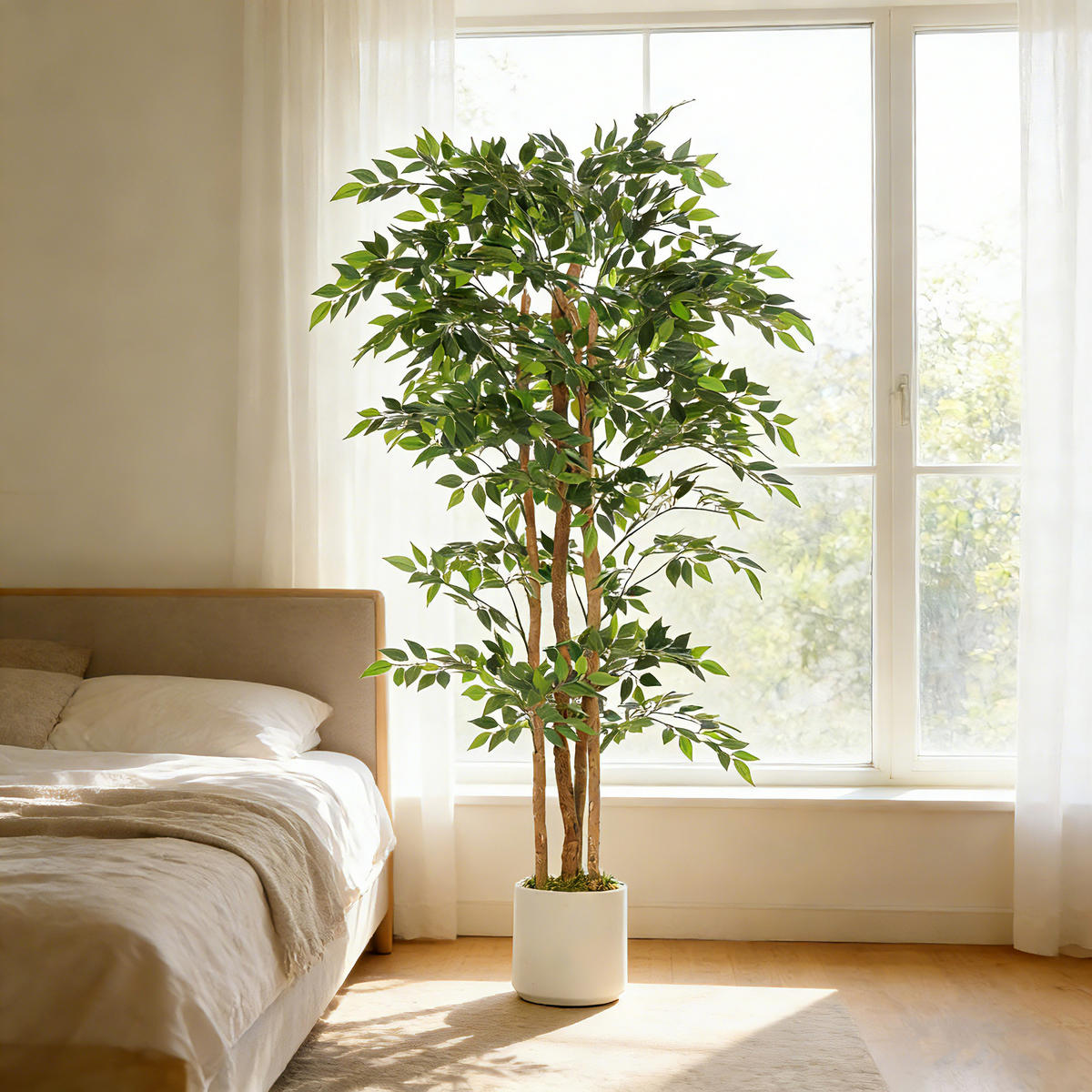 KUNSTPFLANZE DE-08617 mit Massivholzstamm 180 cm Grün - Grün, Kunststoff (180cm) - ComfortXL