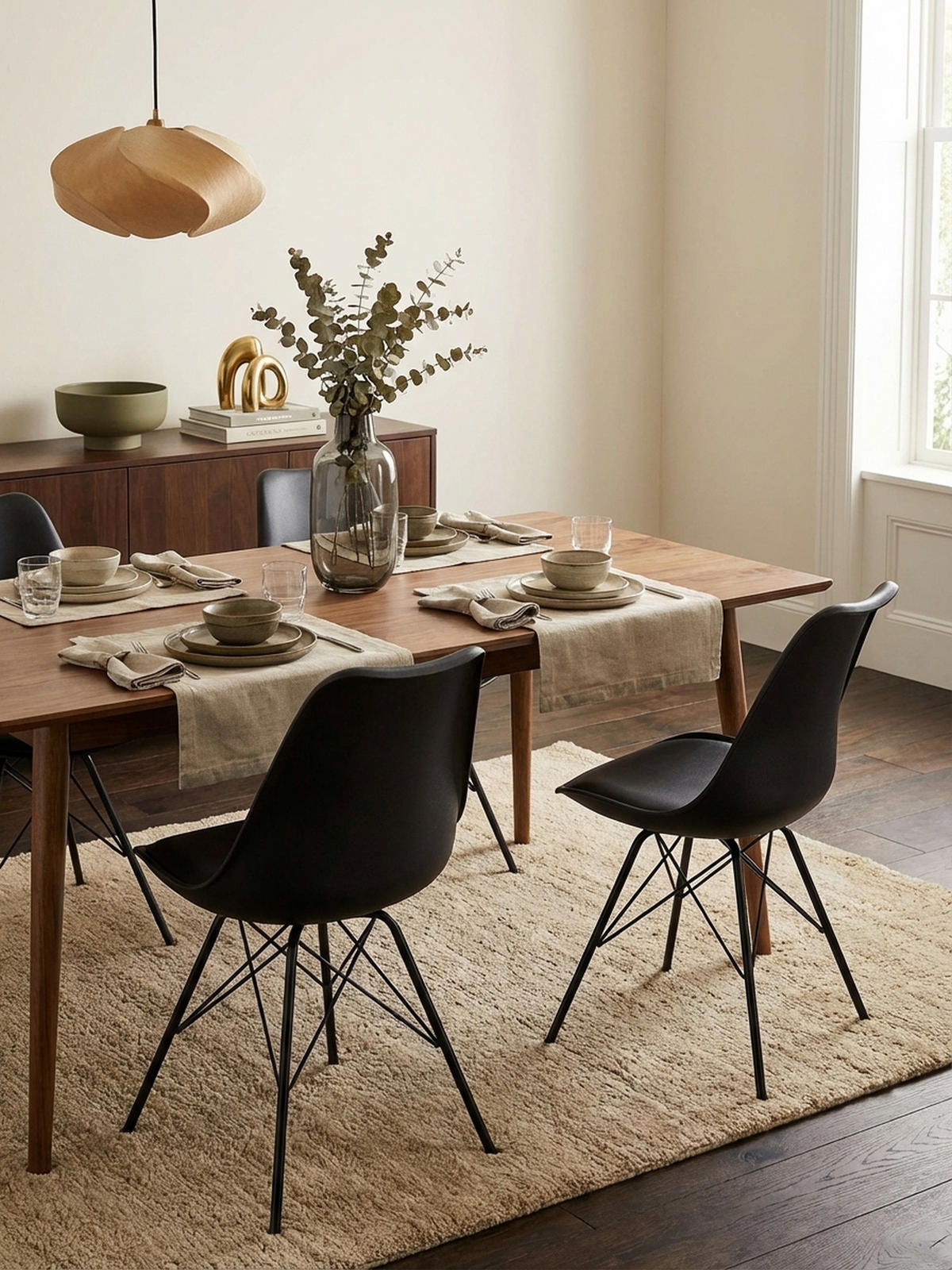 ESSZIMMERSTUHL 2er Set mit Metallgestell Skandinavisch gepolstert, Schwarz 58x48x86 cm - Schwarz, Kunststoff/Textil (58/86/48cm) - KADIMA DESIGN