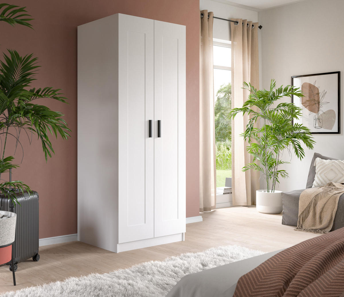 KLEIDERSCHRANK 2-türig VISBY (B/H/T: ca. 80/195/56 cm) in weiß/weiß - Weiß, Holzwerkstoff (80/195/56cm)